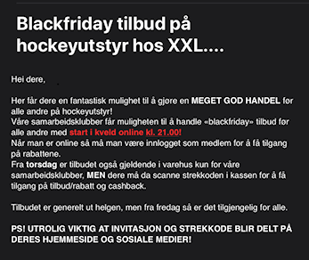 Blackfriday tilbud på hockeyutstyr hos XXL
